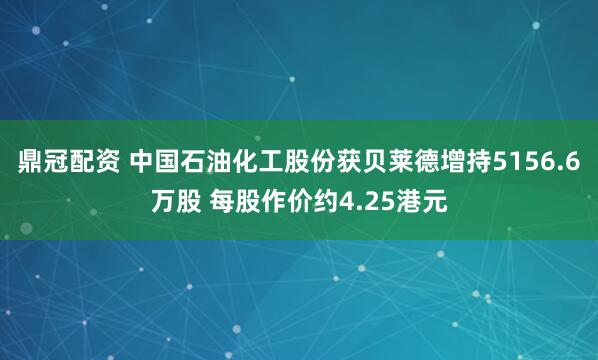 鼎冠配资 中国石油化工股份获贝莱德增持5156.6万股 每股作价约4.25港元