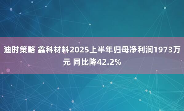 迪时策略 鑫科材料2025上半年归母净利润1973万元 同比降42.2%