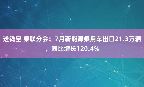 送钱宝 乘联分会：7月新能源乘用车出口21.3万辆，同比增长120.4%