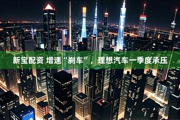 新宝配资 增速“刹车”，理想汽车一季度承压